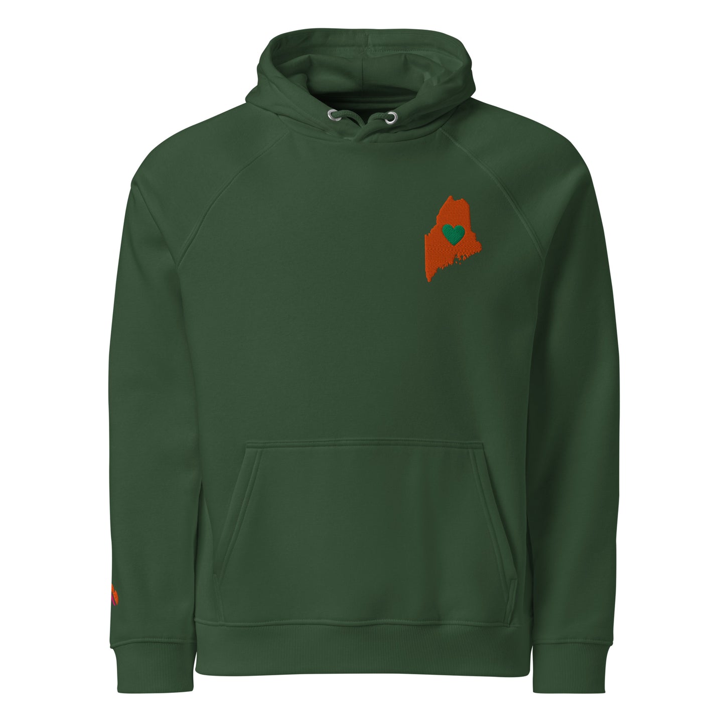 Maine Pride Embroidered Unisex Eco Raglan Hoodie